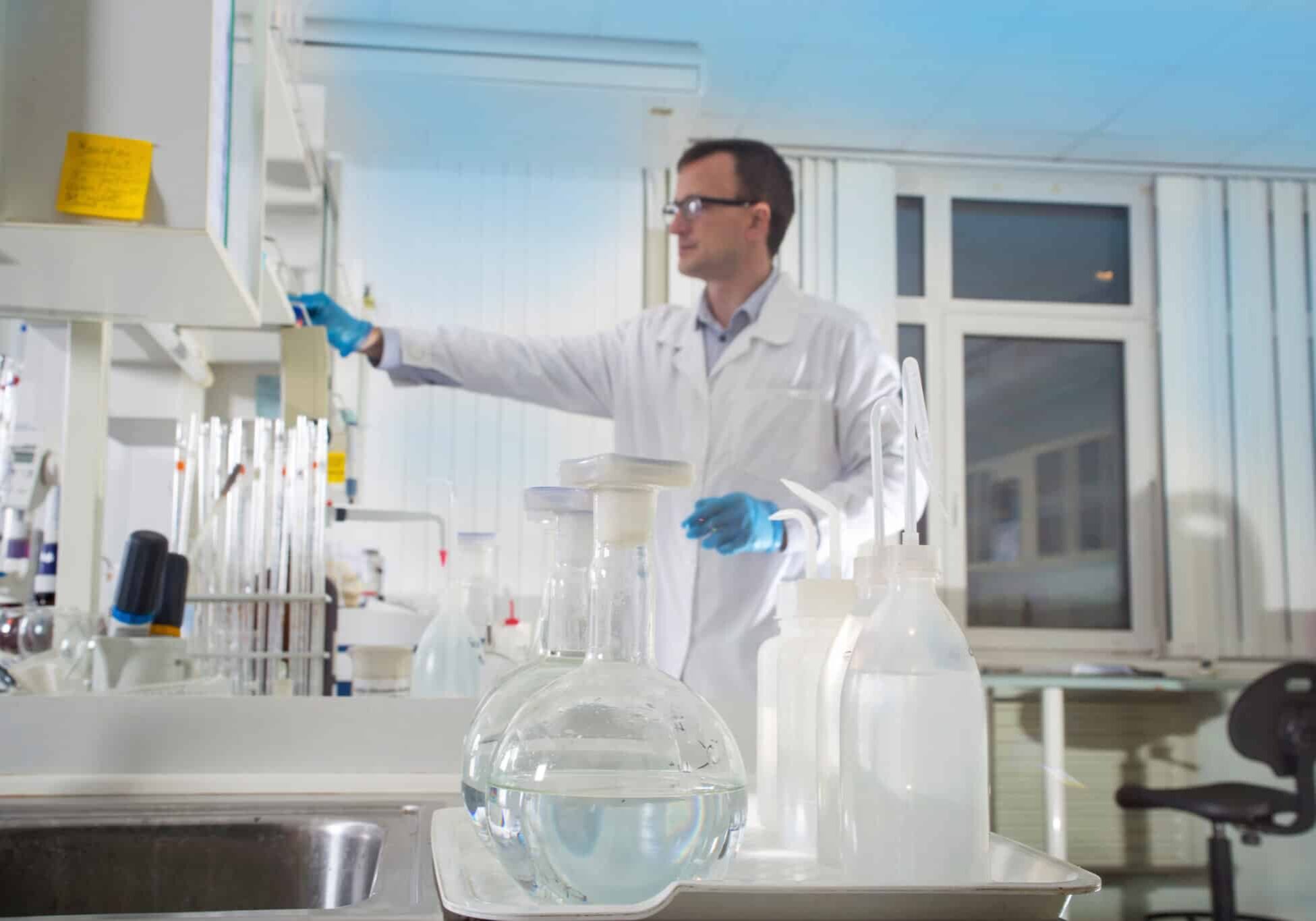 Clean modern white laboratory background. Laboratory concept. Laboratory audits